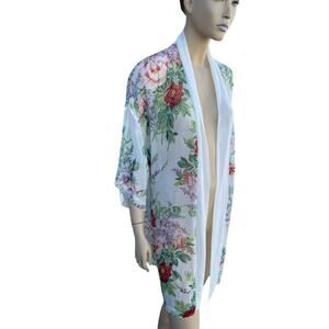 I MAGNIN Vintage Robe "Linda" Lingerie Satin Floral ONE SIZE